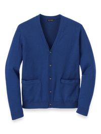 Supima Cotton Button Front Cardigan - Dark Blue