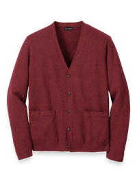 Supima Cotton Button Front Cardigan - Burgundy