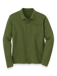 Supima Cotton Button Front Polo - Olive