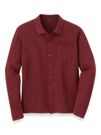Supima Cotton Button Front Polo - Burgundy