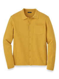 Supima Cotton Button Front Polo - Mustard
