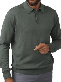 Silk, Cotton & Cashmere Long Sleeve Polo - Grey