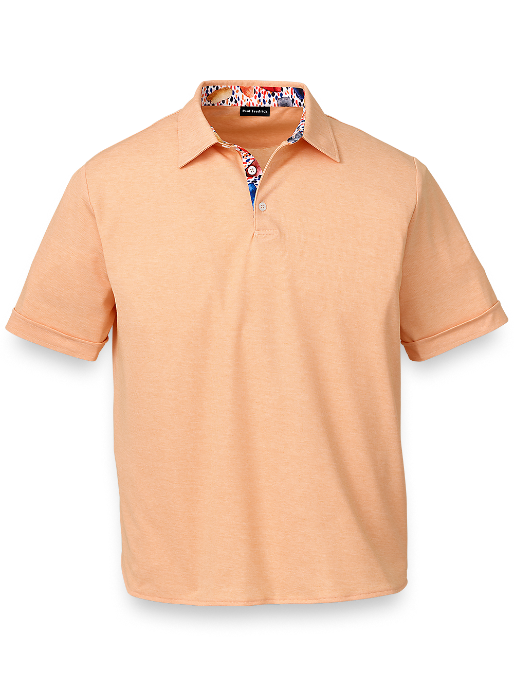 Product Image of Cotton Blend Three Button Polo-Orange