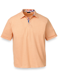 Cotton Blend Three Button Polo - Orange