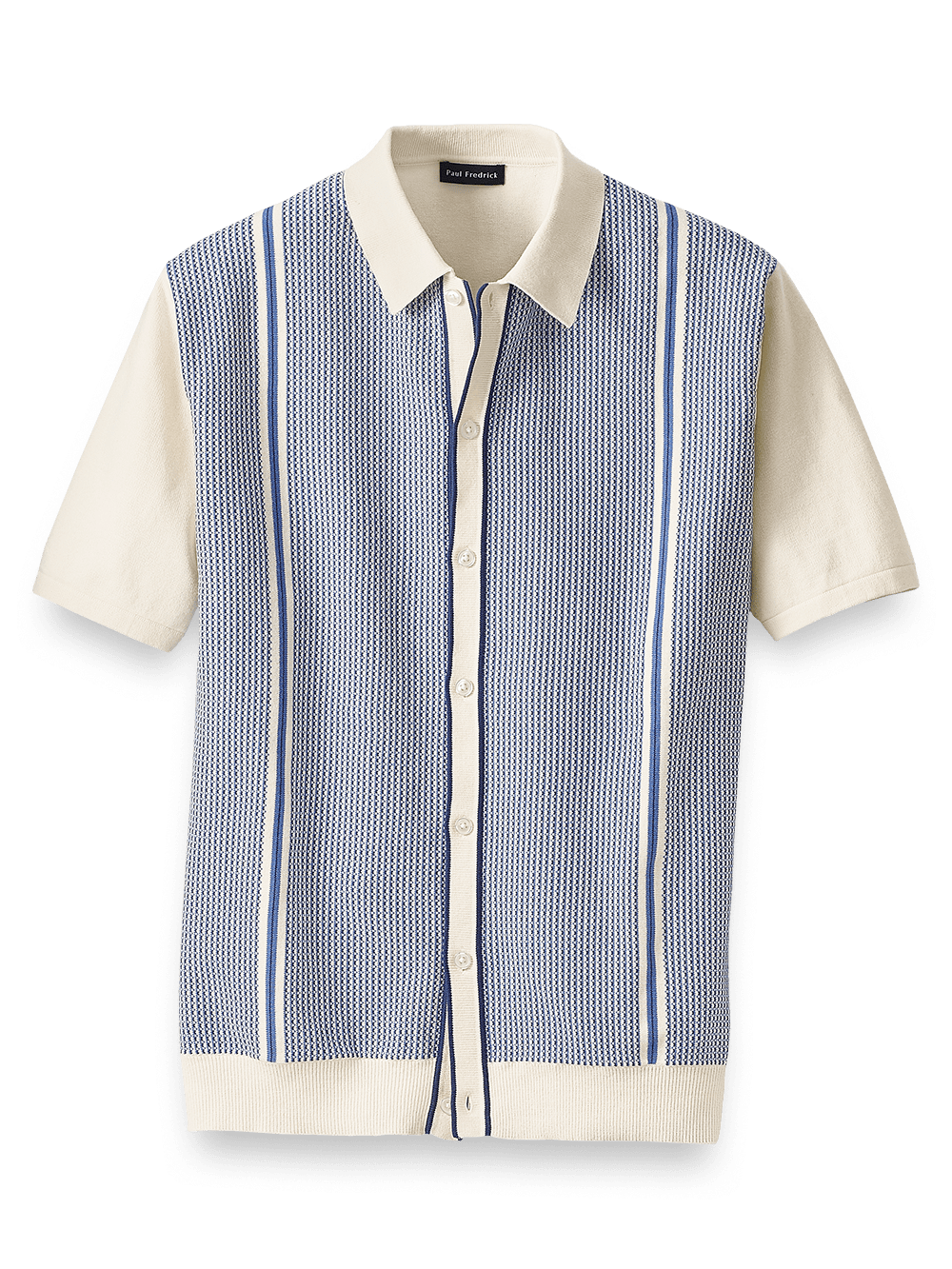 Product Image of Cotton Button Front Polo-Blue