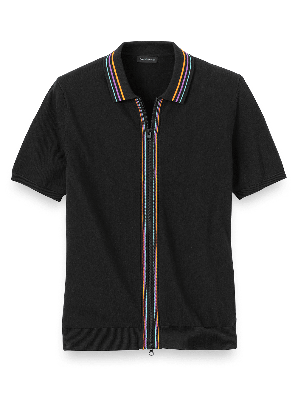 Product Image of Cotton Full Zip Polo-Black