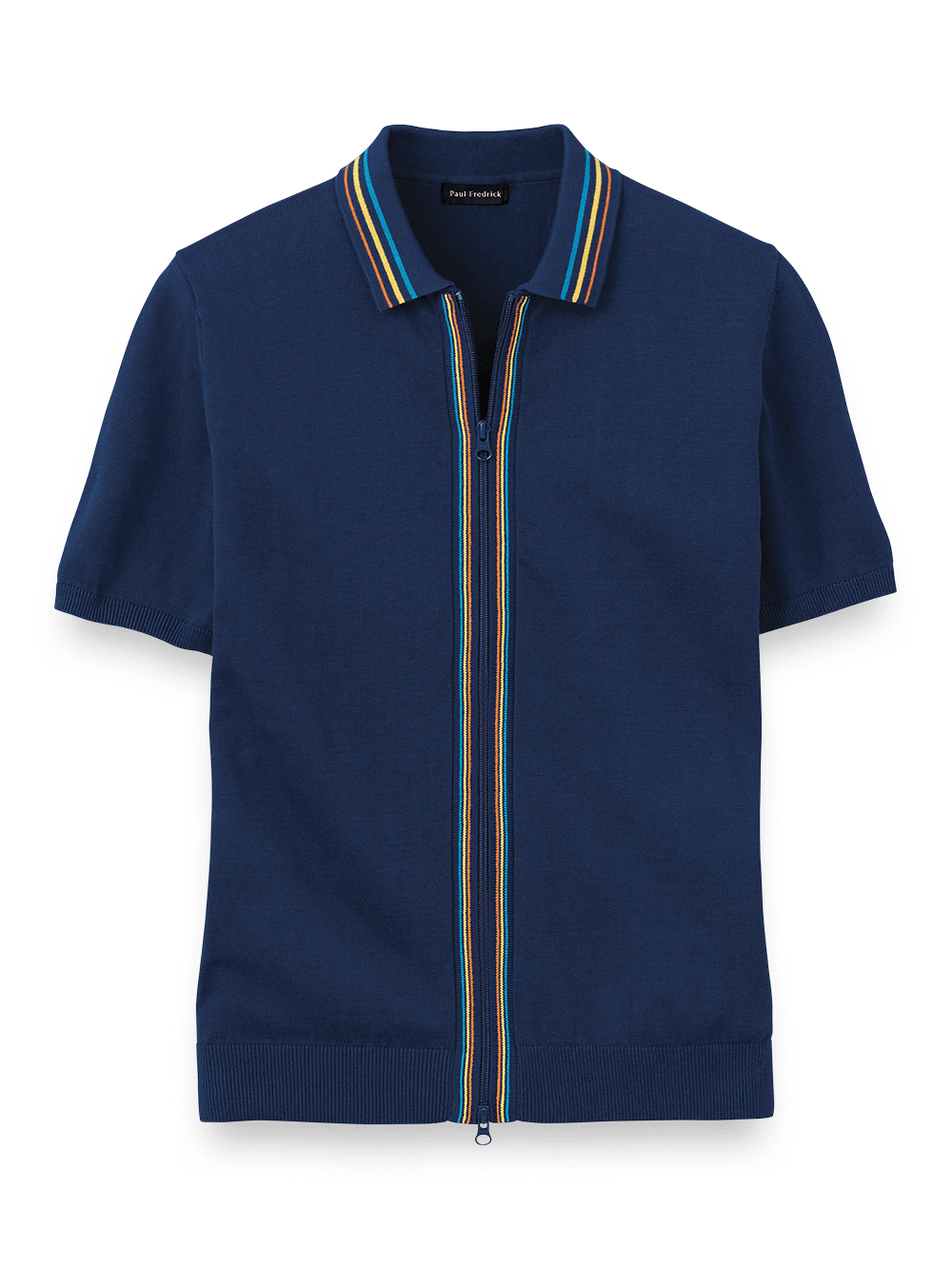 Product Image of Cotton Full Zip Polo-Navy