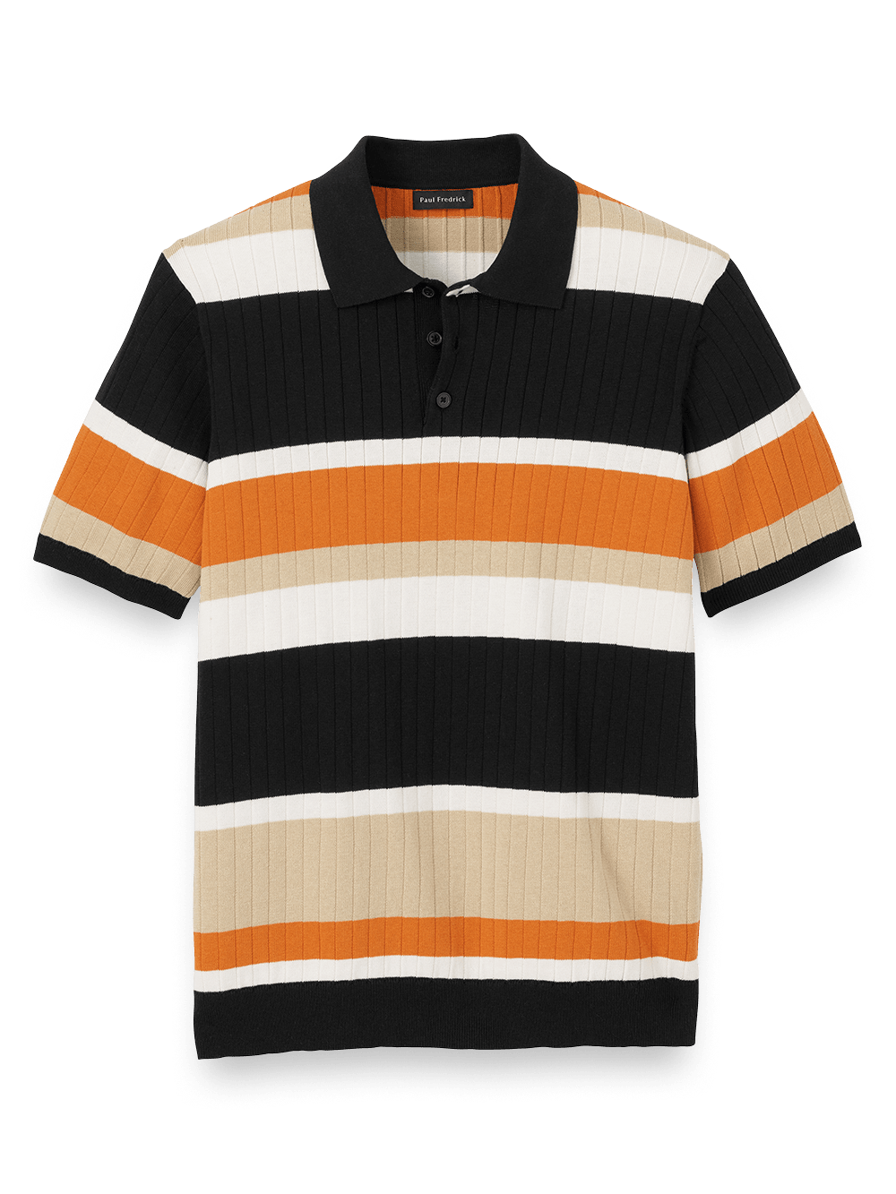 Product Image of Cotton Three Button Polo-Black/Copper