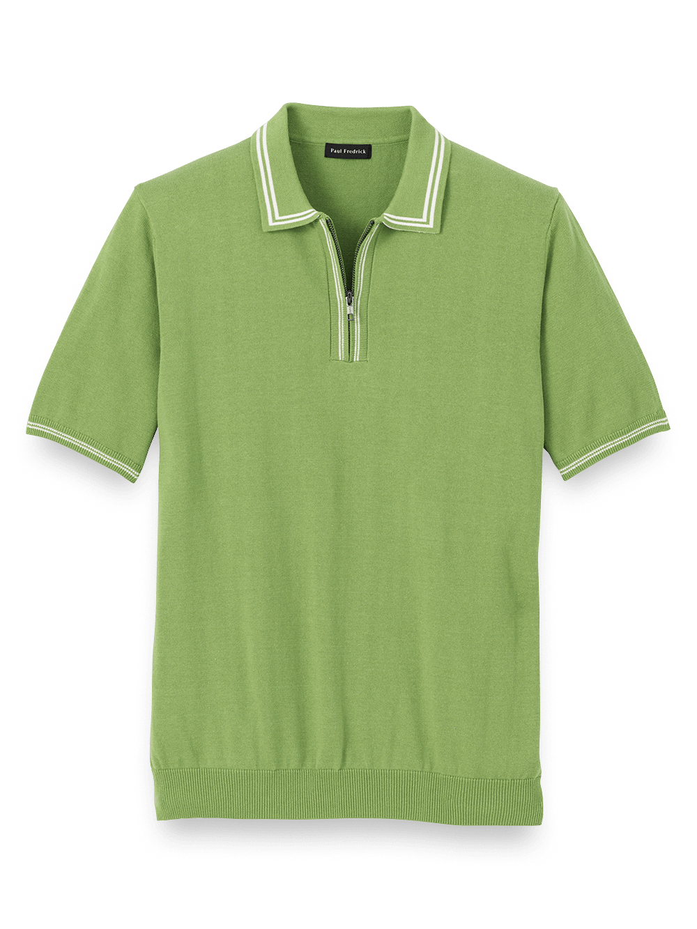 Product Image of Cotton Zip Polo-Green