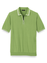 Cotton Zip Polo - Green