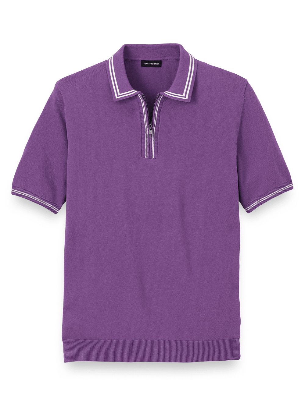 Product Image of Cotton Zip Polo-Purple