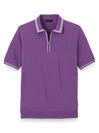 Cotton Zip Polo - Purple