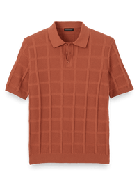Cotton Three Button Polo - Rust