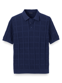 Cotton Three Button Polo - Navy