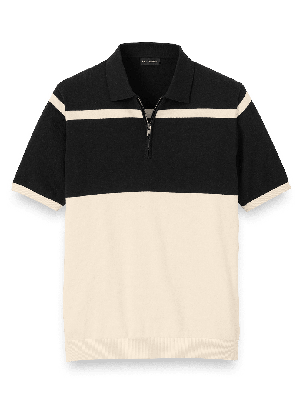 Product Image of Cotton Zip Polo-Black