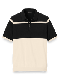Cotton Zip Polo - Black