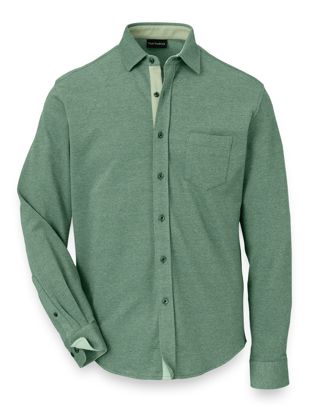 Product Image of Cotton Blend Button Front Polo-Green
