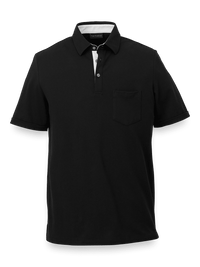 Cotton Blend Three Button Polo - Black