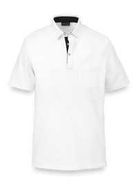 Cotton Blend Three Button Polo - White
