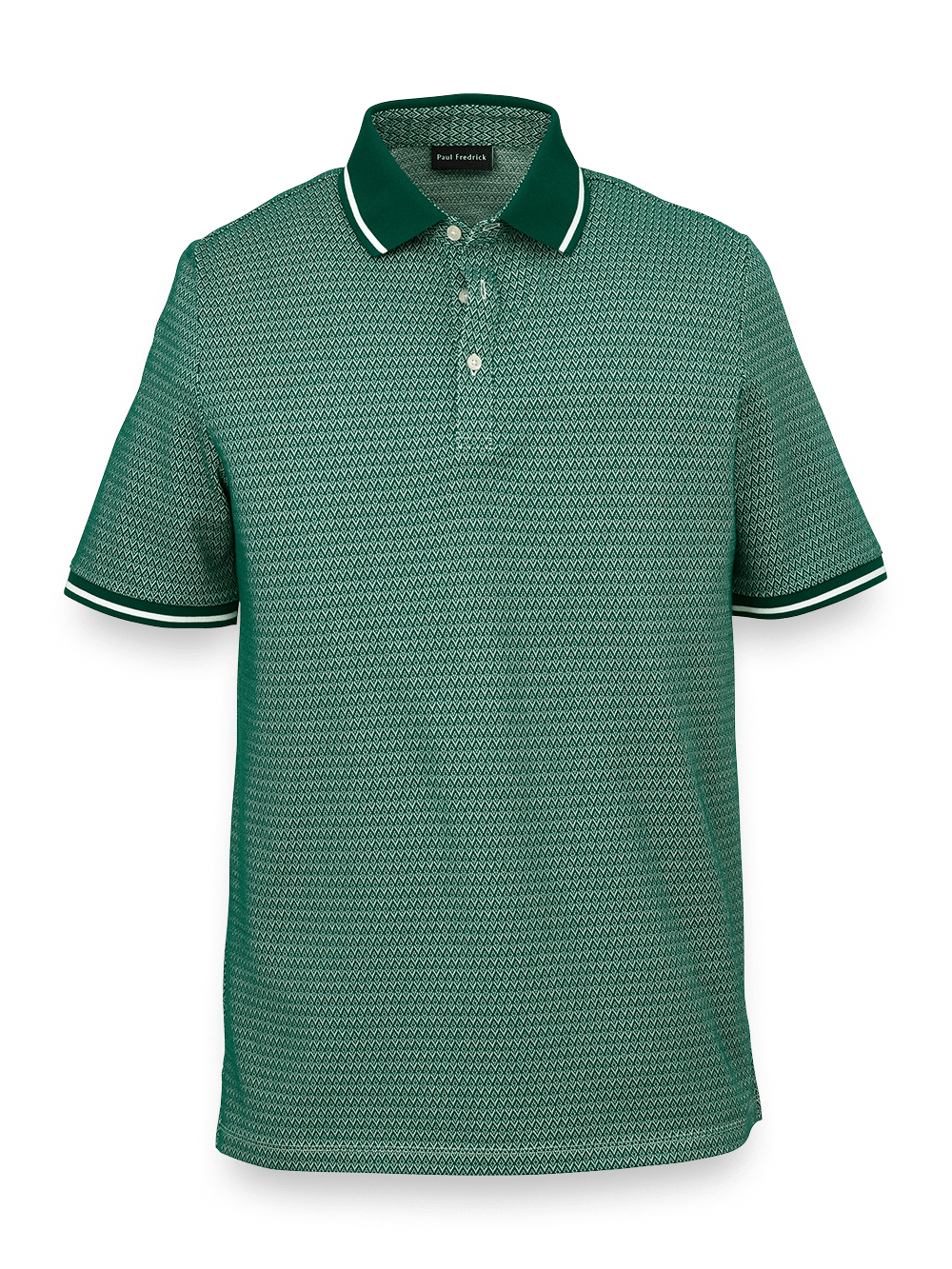 Product Image of Cotton Blend Three Button Polo-Green