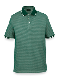 Cotton Blend Three Button Polo - Green