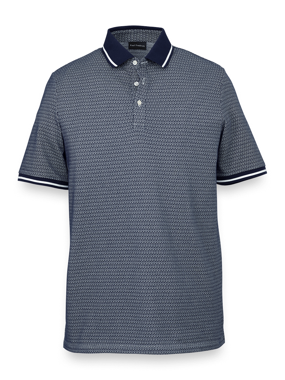 Product Image of Cotton Blend Three Button Polo-Navy