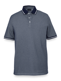 Cotton Blend Three Button Polo - Navy