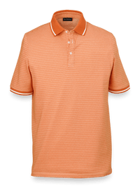 Cotton Blend Three Button Polo - Orange