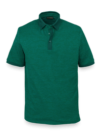 Textured Three Button Polo - Green