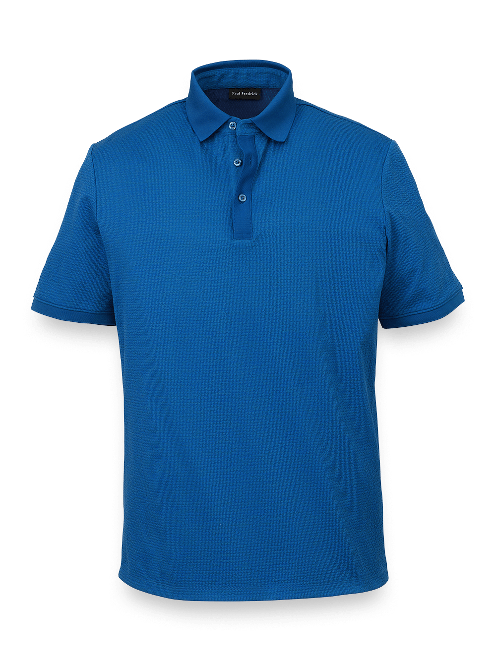 Product Image of Textured Three Button Polo-Blue