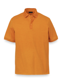 Textured Three Button Polo - Orange