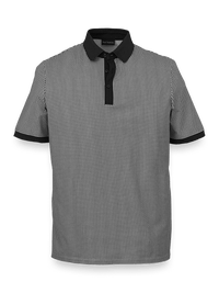 Cotton Blend Three Button Polo - Black/white