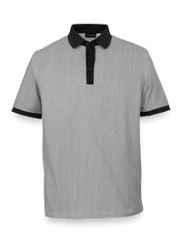 Cotton Blend Three Button Polo - Black/white