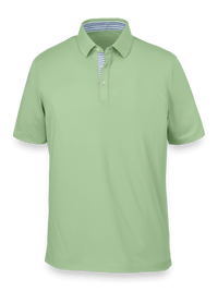 Performance Blend Three Button Polo - Light Green
