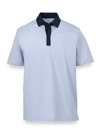 Performance Blend Three Button Polo - Sky Blue