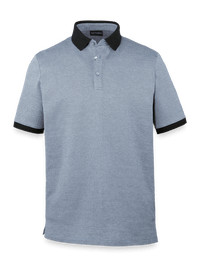 Cotton Three Button Polo - Blue Multi
