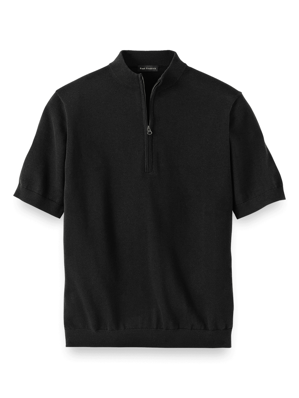 Product Image of Supima Cotton Zip Mock Neck Sweater-Black