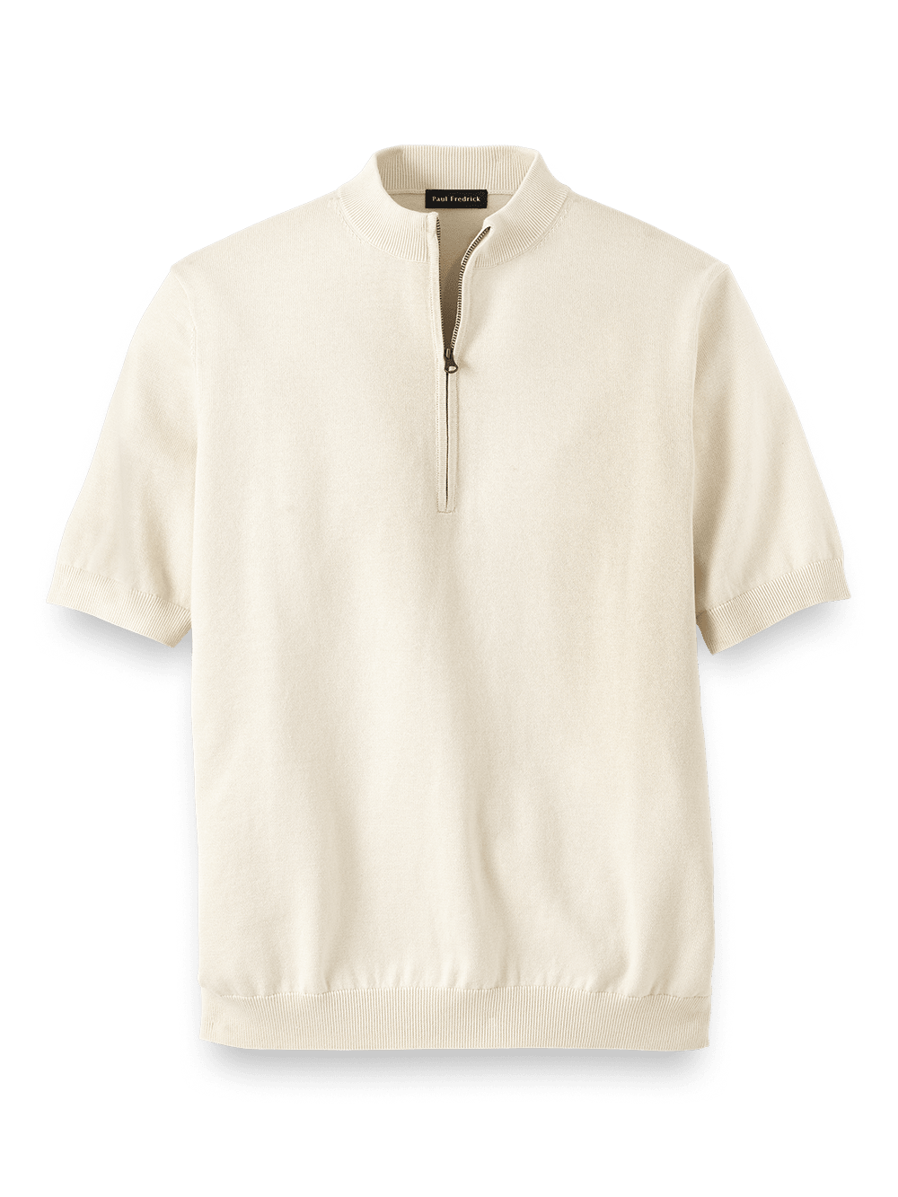 Product Image of Supima Cotton Zip Mock Neck Sweater-Ivory