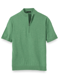 Supima Cotton Zip Mock Neck Sweater - Green