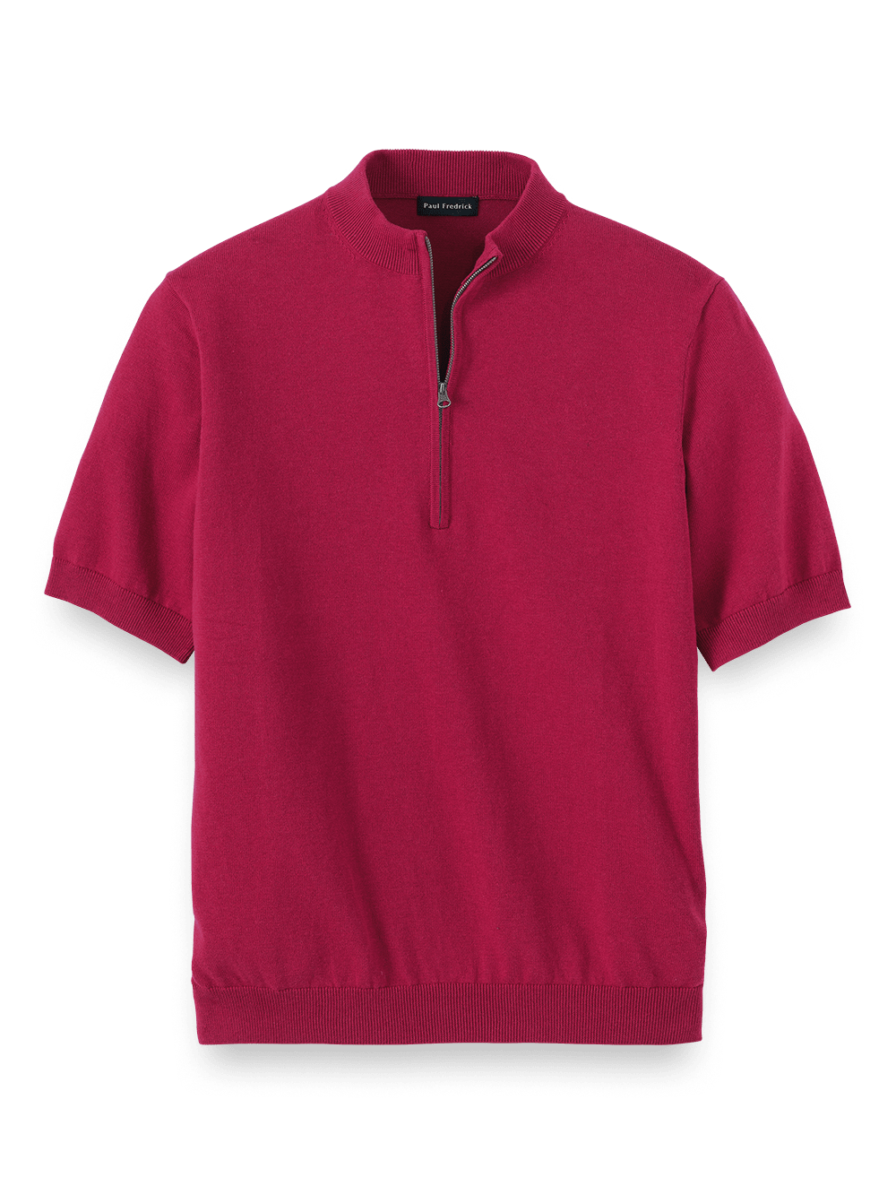 Product Image of Supima Cotton Zip Mock Neck Sweater-Barberry