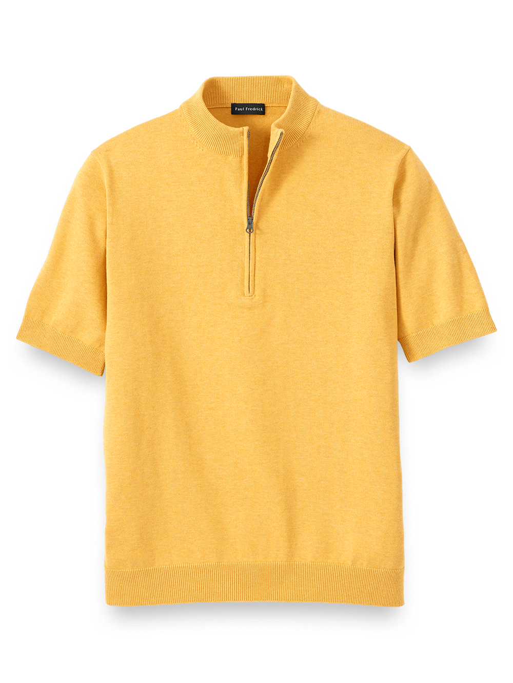 Product Image of Supima Cotton Zip Mock Neck Sweater-Gold