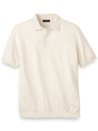 Cotton Three Button Polo - Ivory