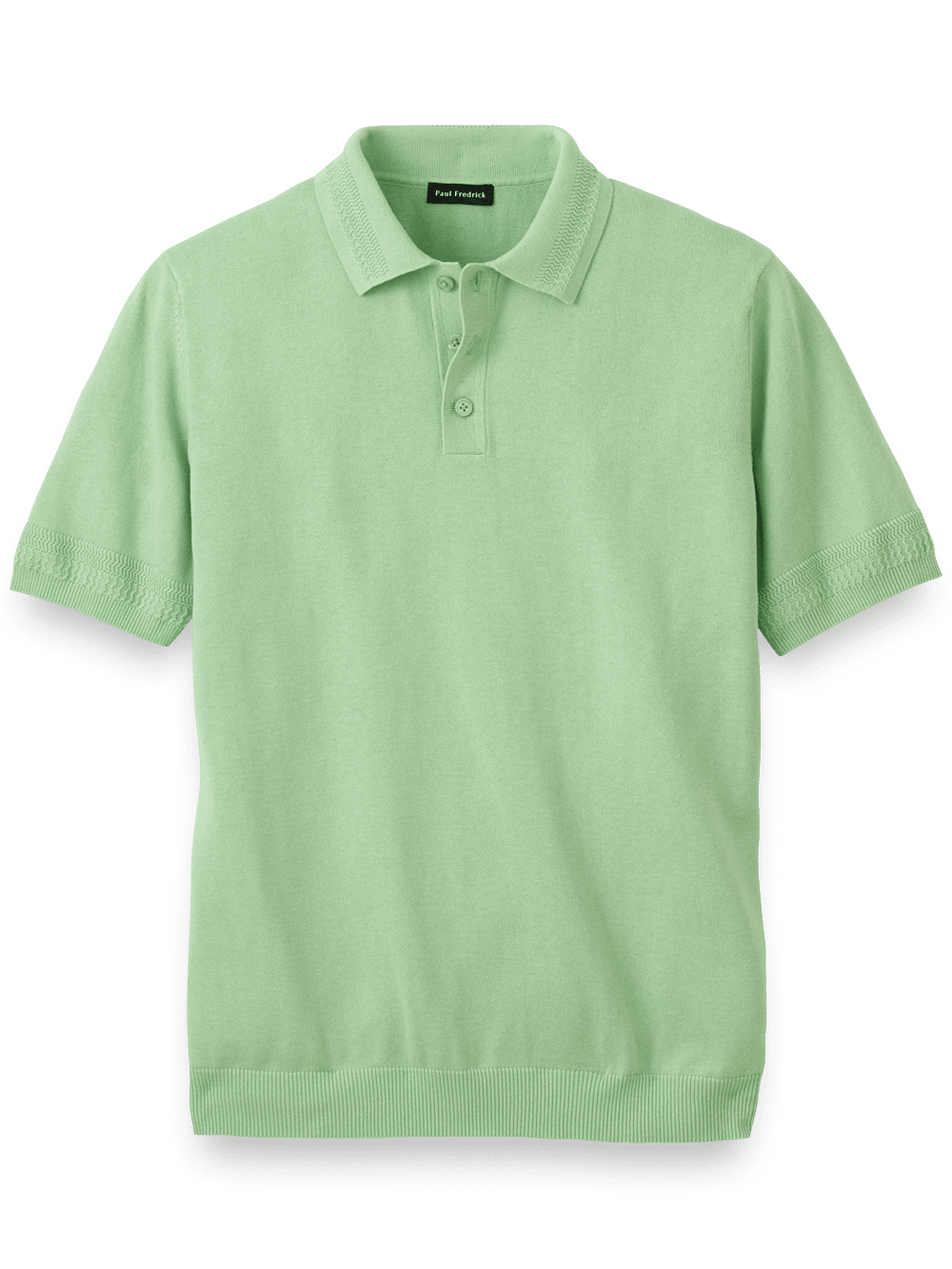 Product Image of Cotton Three Button Polo-Light Green