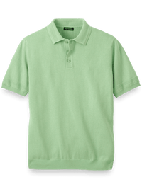 Cotton Three Button Polo - Light Green