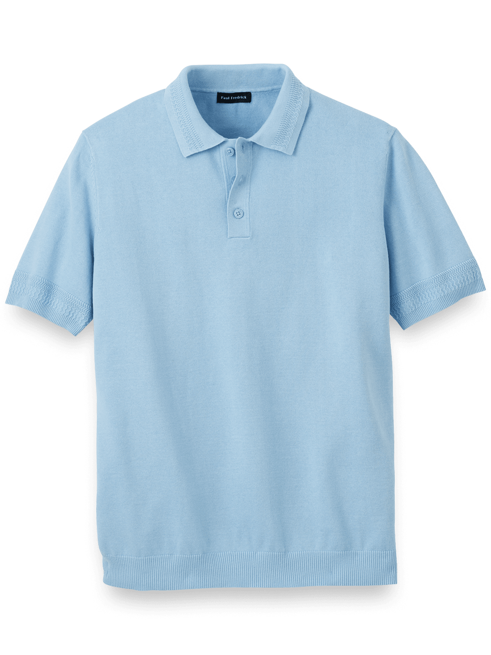 Product Image of Cotton Three Button Polo-Ice Blue