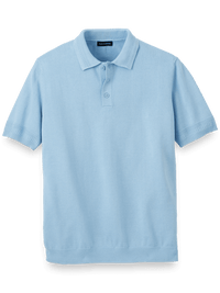 Cotton Three Button Polo - Ice Blue