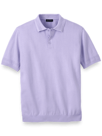 Cotton Three Button Polo - Lavender