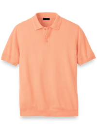 Cotton Three Button Polo - Coral