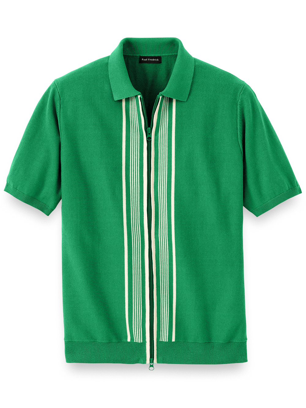 Product Image of Cotton Full Zip Polo-Green