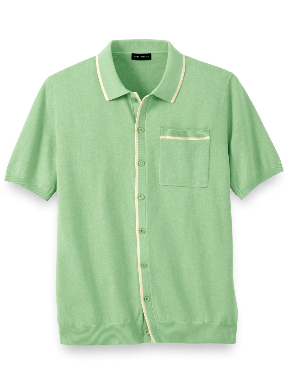 Product Image of Cotton Button Front Polo-Light Green
